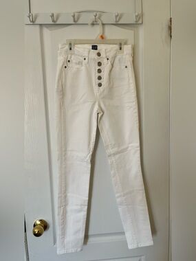 GAP White High-Rise Button-Fly Skinny Jeans